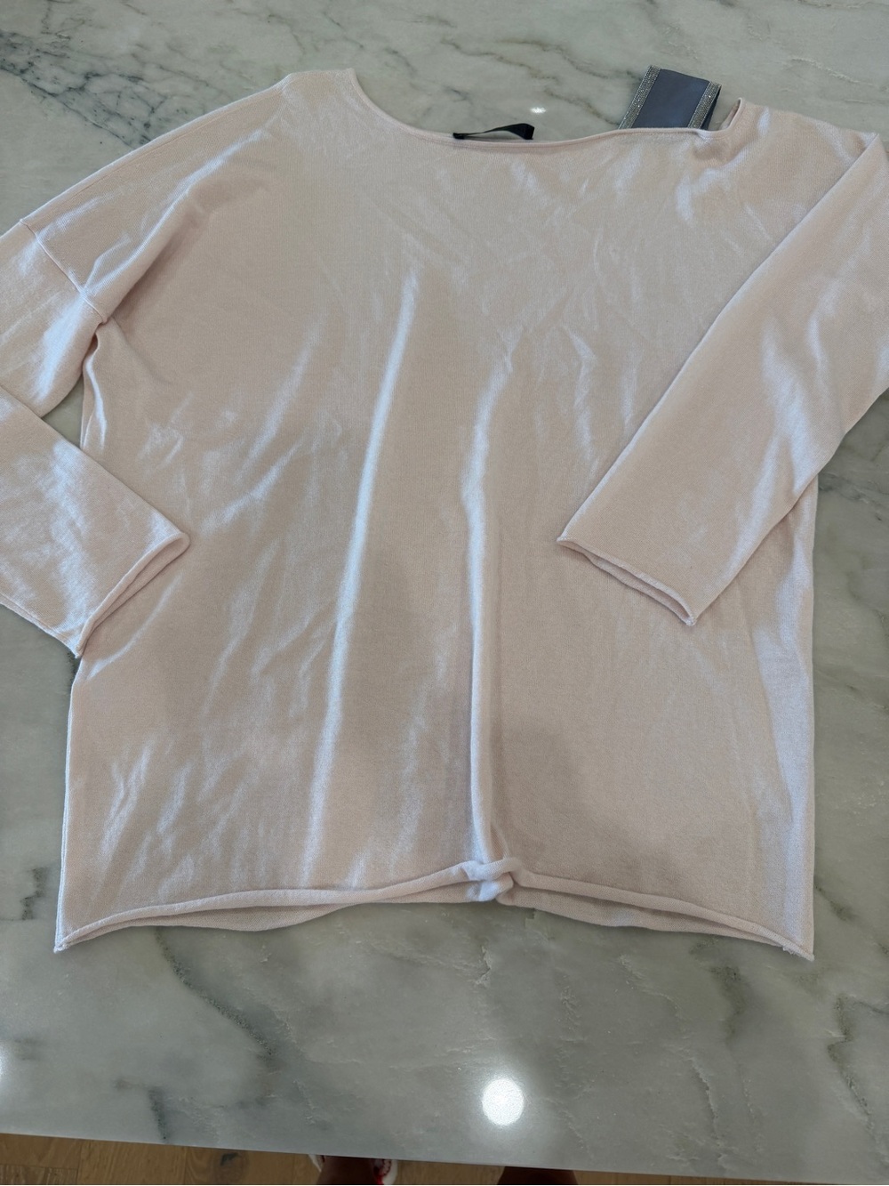 Fabiana Filippi Cashmere Blush Boatneck Lightweight Sweater Single Strap